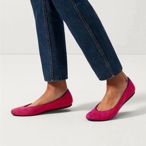 Rothy’s Limited Edition The Pomegranate Gingham Square Toe Ballet Size W9.5 NWOB